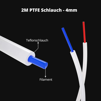 2M PTFE Teflon Tube for 3D Printer - 1.75mm Filament, 4mm OD X 2mm Ptfe