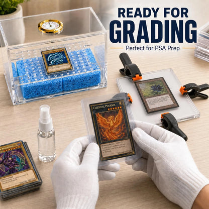 Trading Card Repair Flattening Kit with Humidor Box, Crystal Clear Acrylic