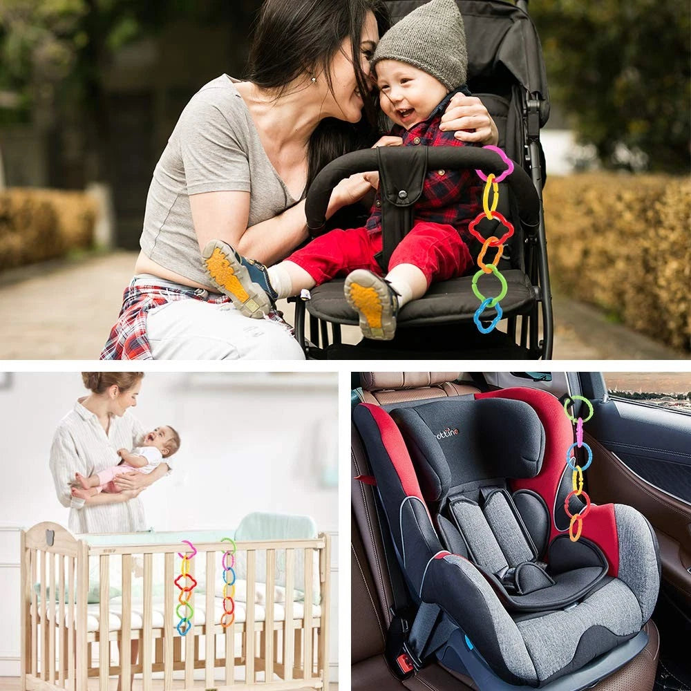 HAHA Baby Link-to-Go Connecting Rings Toy Hanging Stroller Medium, Multicolor