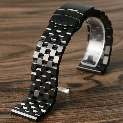 Black 22mm Width Watch Band Strap Bracelet Link Solid Watchband Replacement.