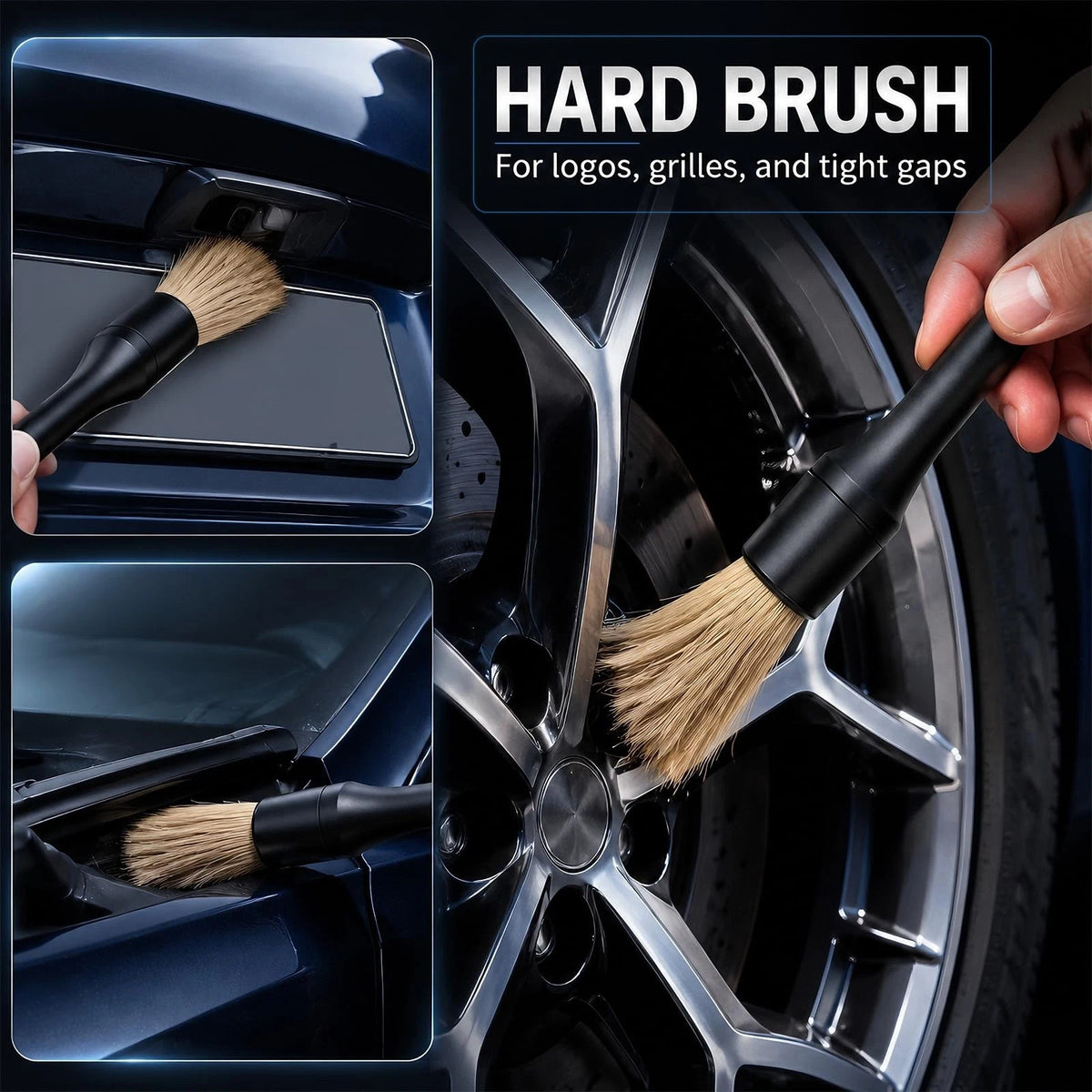 7PCS Car Detailing Brush Set, Ultra Soft Boars Bristles Interior...