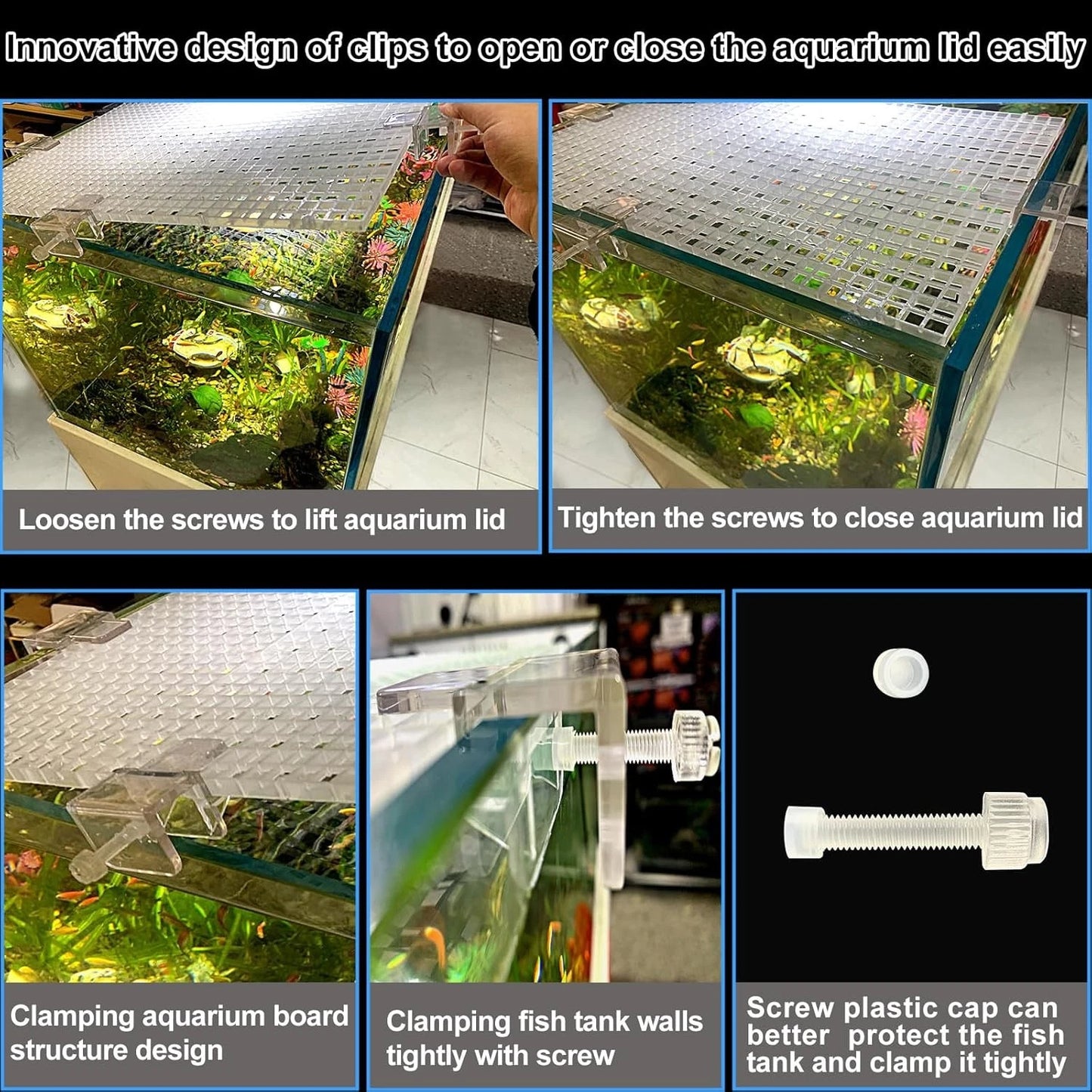4 Aquarium lid Hood Fish Tank top Cover Terrarium Plastic transparent