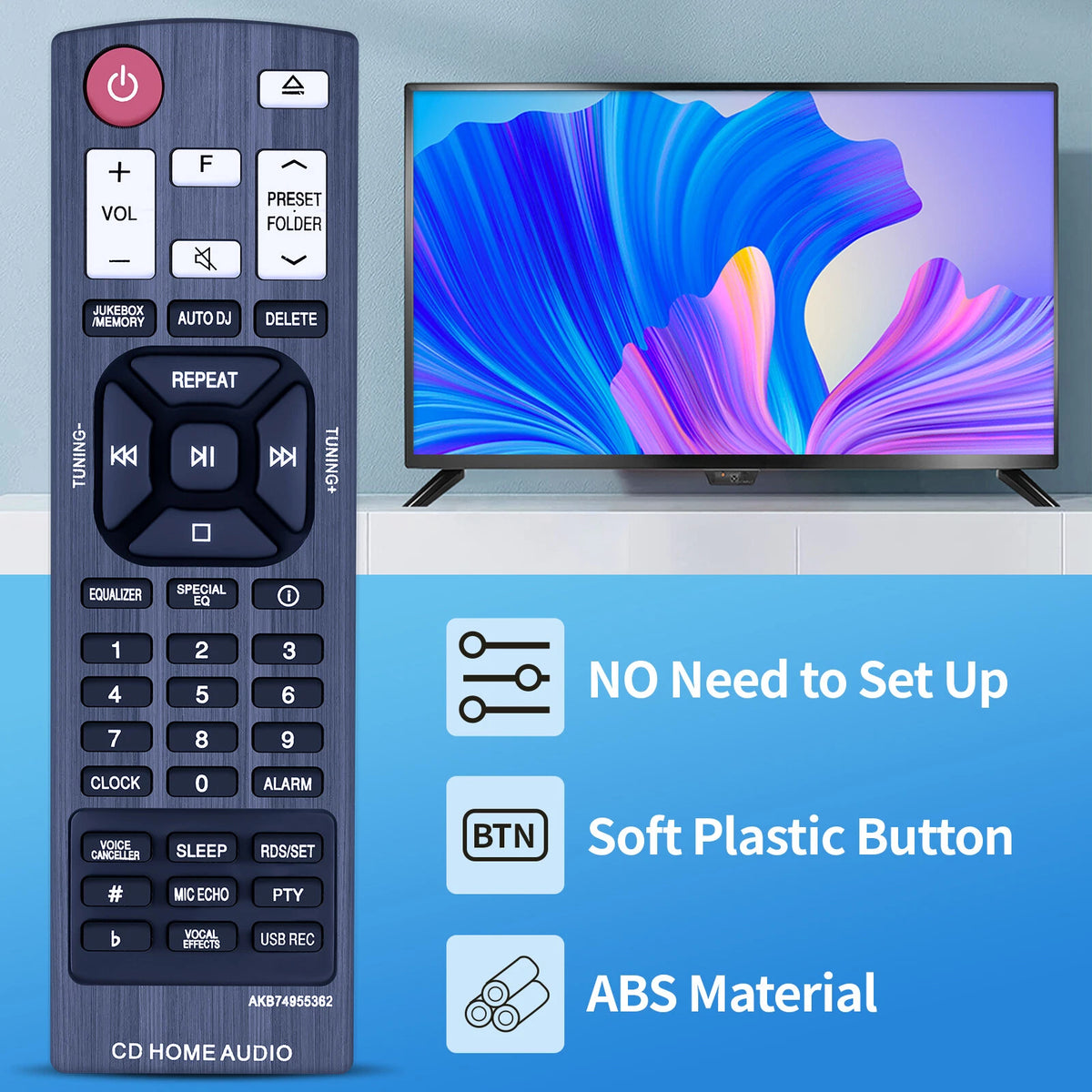 AKB74955362 Remote Control For LG Mini Hi-Fi System CL65 CLS65F OK55 OK75 CKS43F