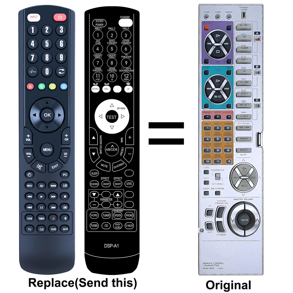 Replacement Remote Control For Yamaha RAV160 VZ33840 DSP-A1