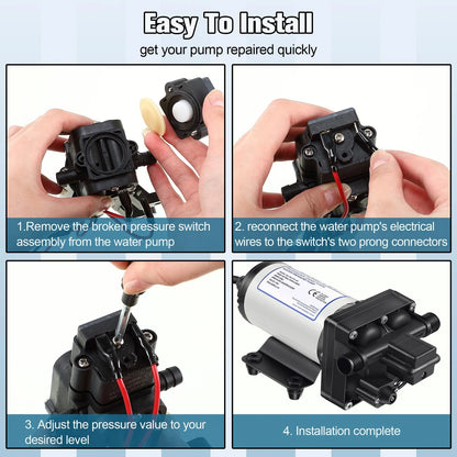 Dreyoo 40-80 PSI Water Pump Pressure Switch Assembly for 12V 24V 110V Black