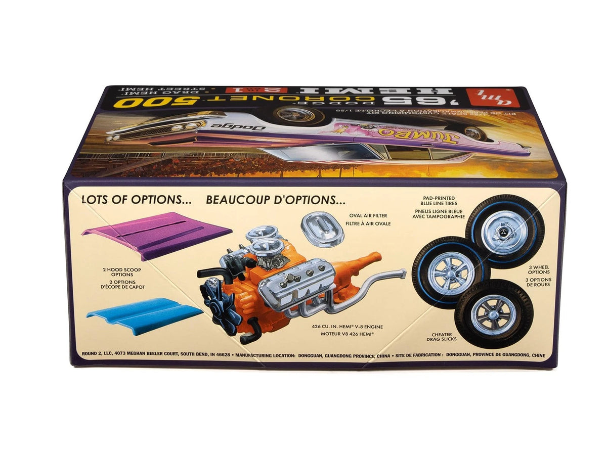 AMT 1965 Dodge Coronet 500 Hardtop HEMI 1:25 Scale Model Kit White