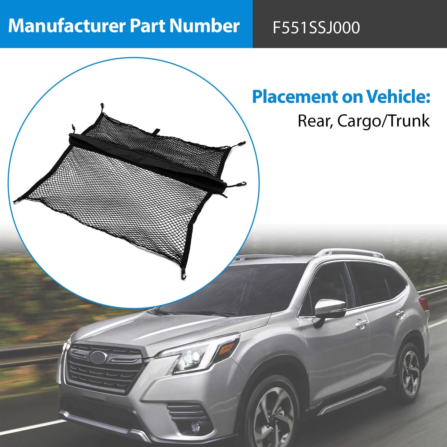 For 2019-2024 Subaru Forester Rear Compartment Cargo Net Black Mesh F551SSJ000