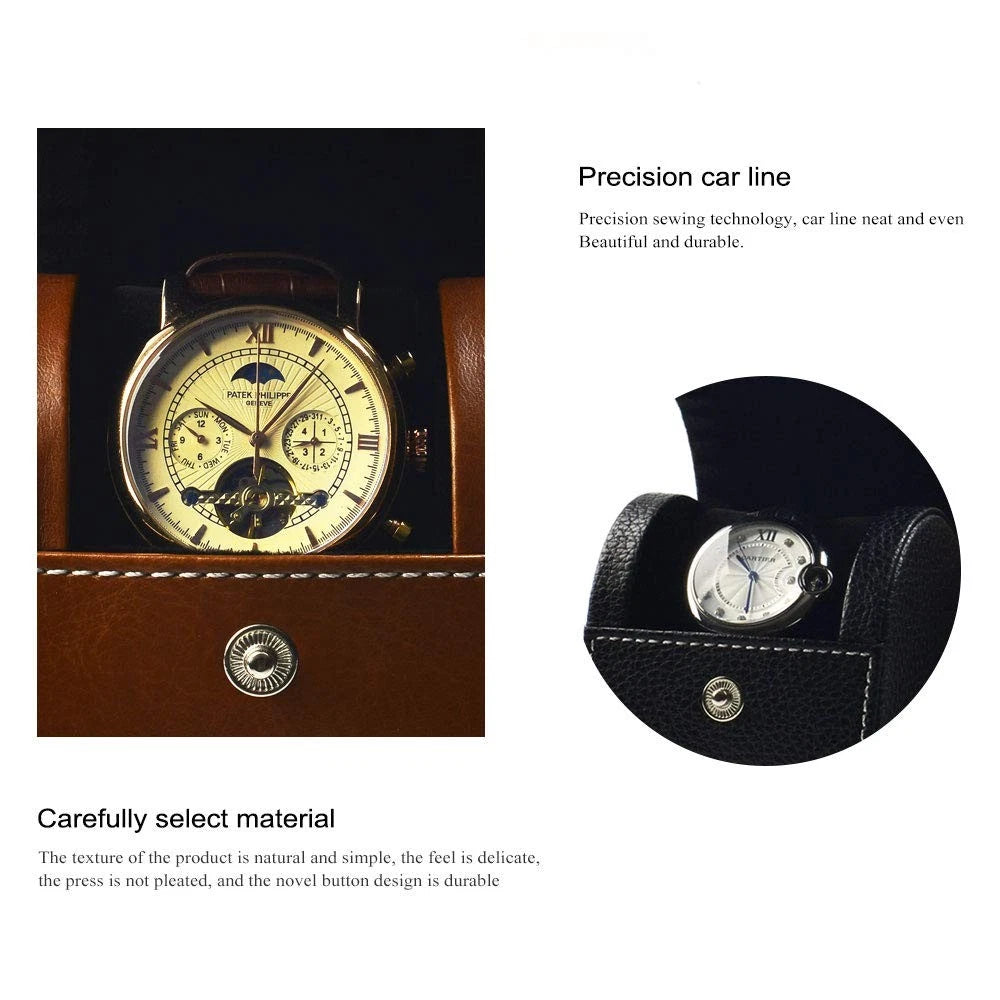 Oirlv Luxury Leather Watch Storage Box Travel Single Case Brown