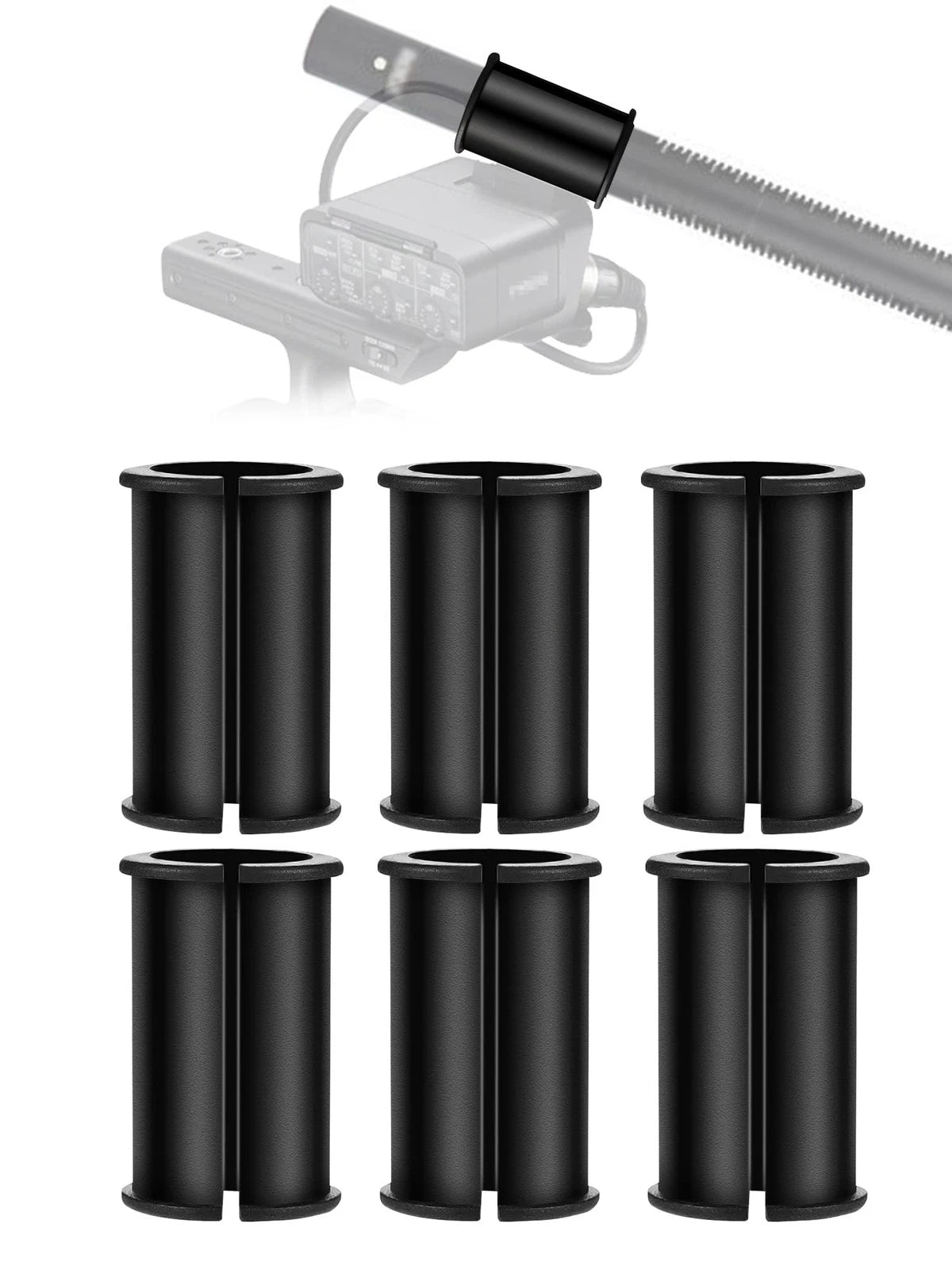 6 Pack Microphone Shock Mount Spacer 45 x 20 mm / 1.8 x 0.8 inches, Black