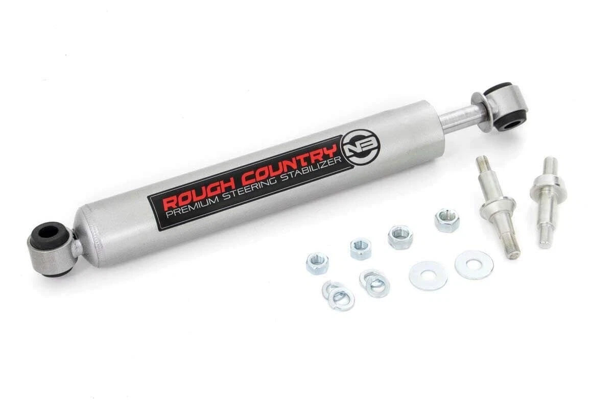 Rough Country N3 Steering Stabilizer for 73-87 Single, Metallic Silver