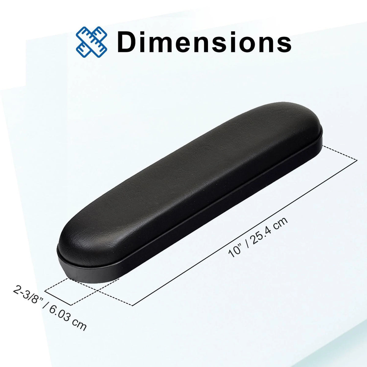 AlveyTech 10" Desk Length Vinyl Armrest Pads for 1 Pair (Pack of 1), Black