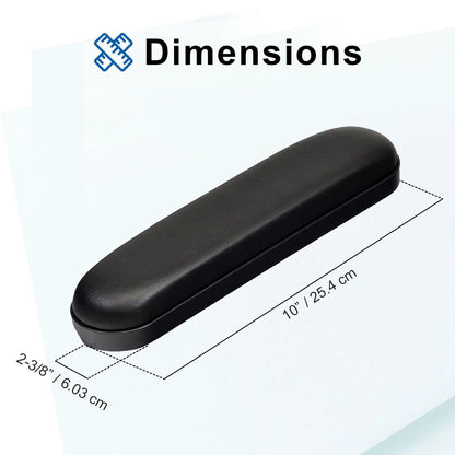 AlveyTech 10" Desk Length Vinyl Armrest Pads for 1 Pair (Pack of 1), Black