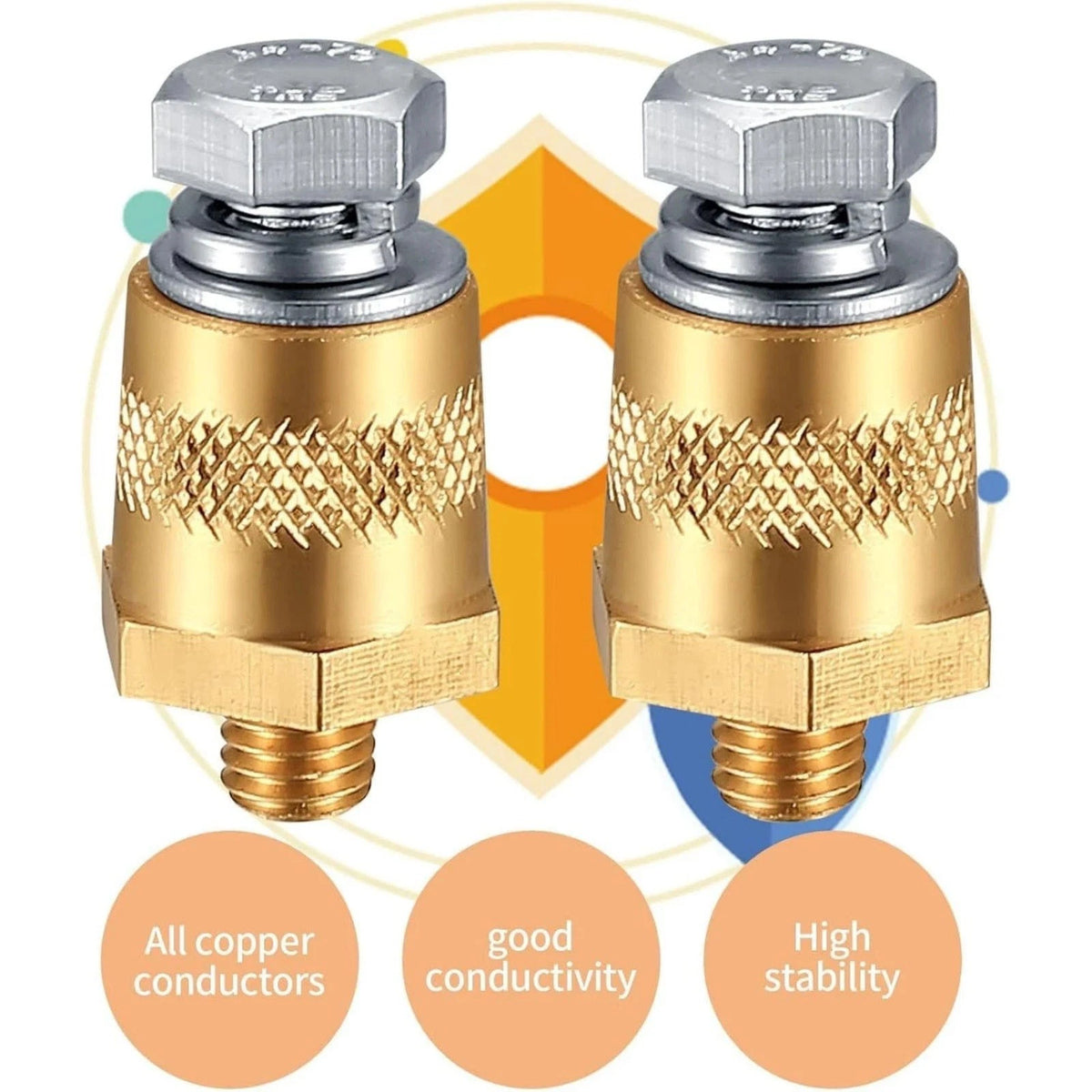Positive Negative Battery Terminal Extenders Kit 2PCS Brass Connectors Car Auto