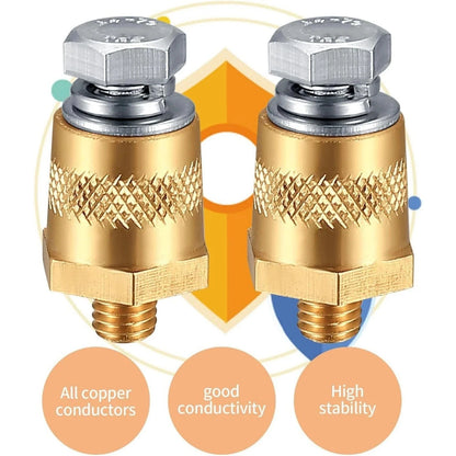Positive Negative Battery Terminal Extenders Kit 2PCS Brass Connectors Car Auto