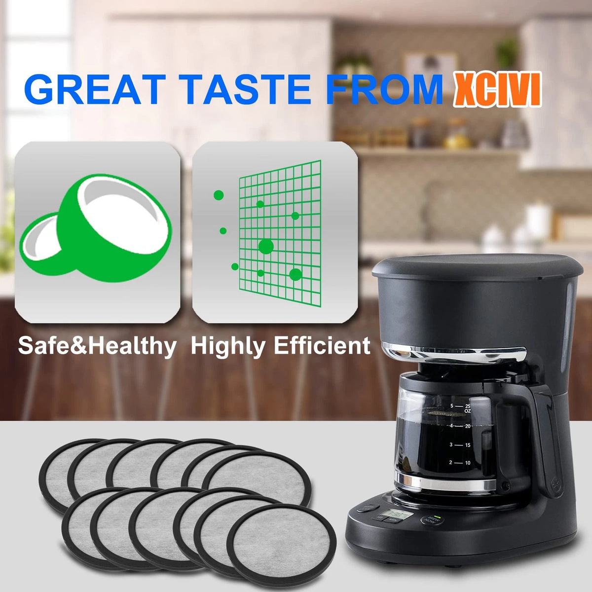 Xcivi Replacement Water Filtration Set - Filter Disk with 13 Piece Set, Black