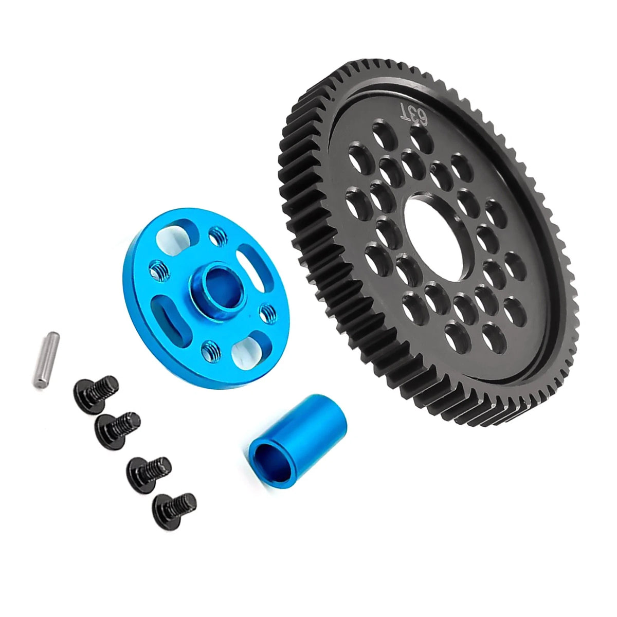 Aluminum High Speed Gear Gear Mount Set For TAMIYA TT-02 RC Car Accessories 63T