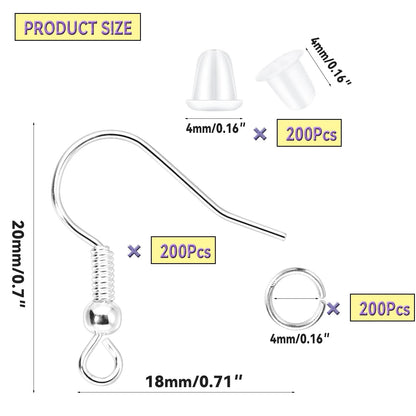 600Pcs Hypoallergenic Earring Hooks, Silver Making Kit,