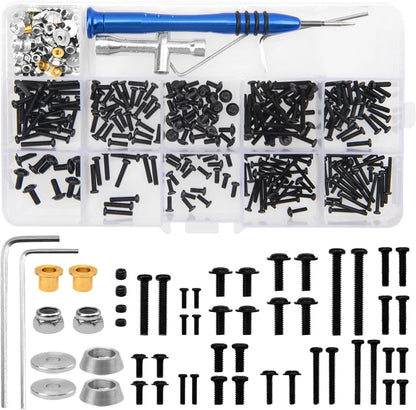 357Pcs Universal M2 M2.5 M3 RC Screws Kit Screw Fasteners One Size, Black