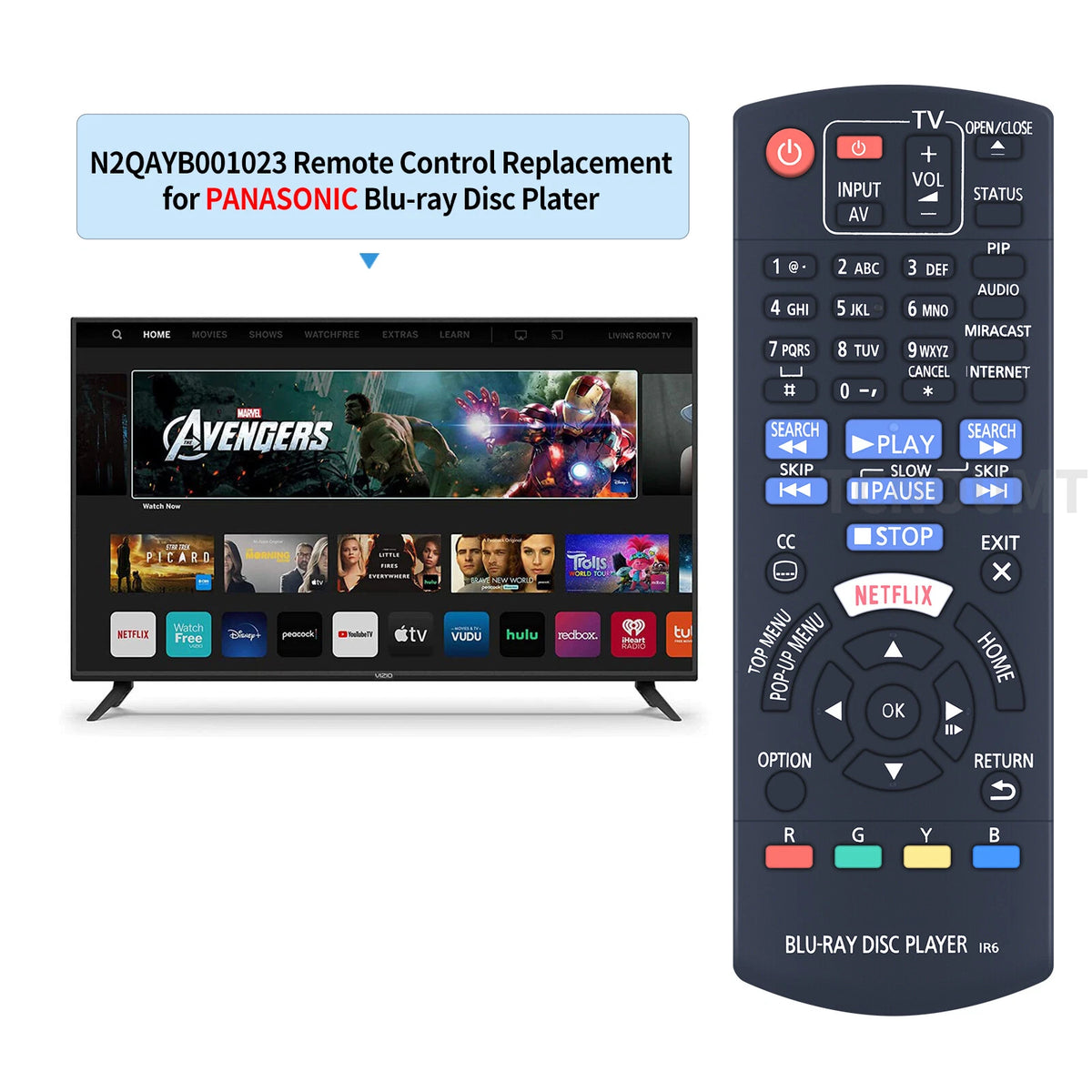 N2QAYB001023 Remote Control For Panasonic DVD Home Theater DMP-BDT270