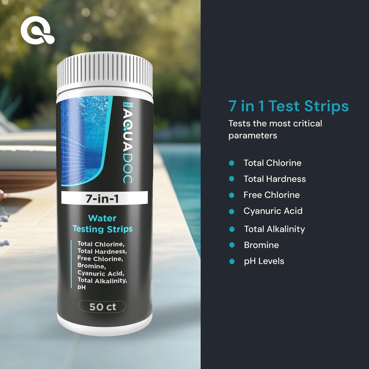 AquaDoc 7-in-1 Spa & Hot Tub Test Strips - 50 Pool 50
