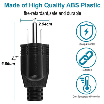 Male Electrical Plug Replacement Connector 3 Prong 125V 15A AC 3-Pack Cord