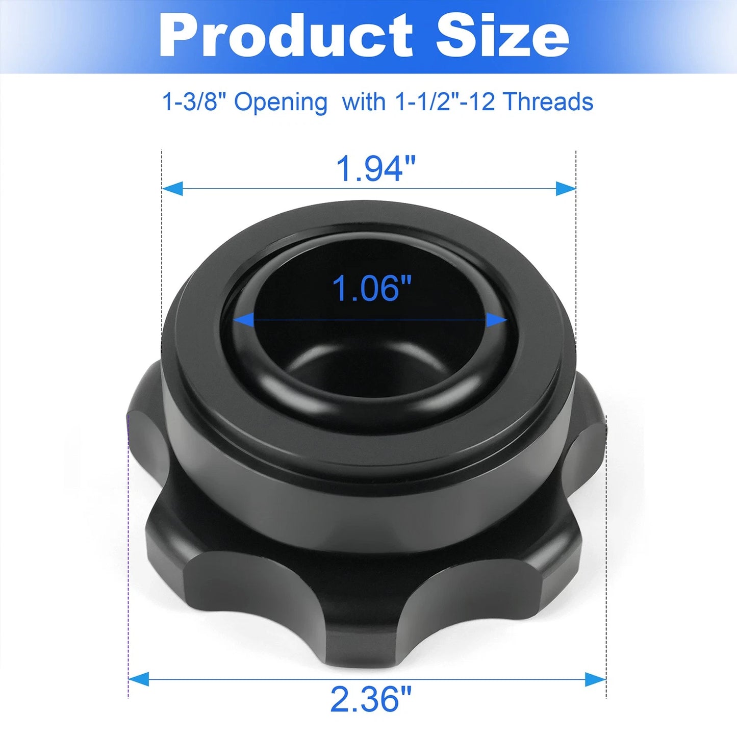 Fill Plug Cap Kit With Weld In Aluminum Bung 1-3/8" Opening , 1-1/2"-12 Threads