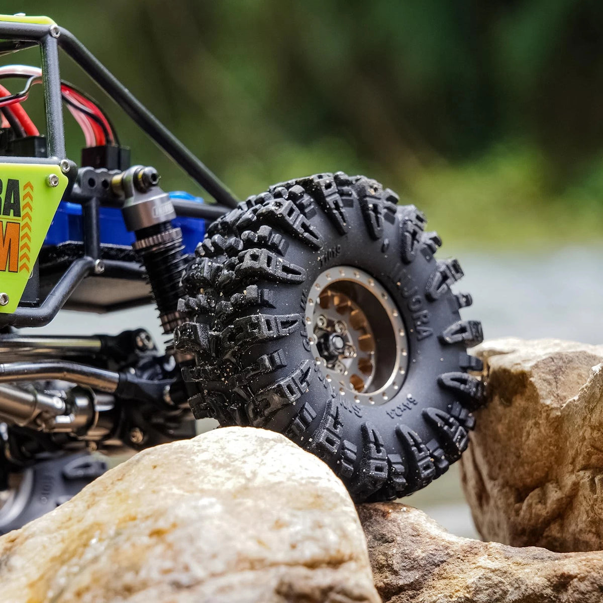 INJORA 1.0 Tires - S5 Swamp Claw Mud Terrain for TRX4M 64mm×24mm, Black