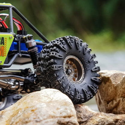 INJORA 1.0 Tires - S5 Swamp Claw Mud Terrain for TRX4M 64mm×24mm, Black