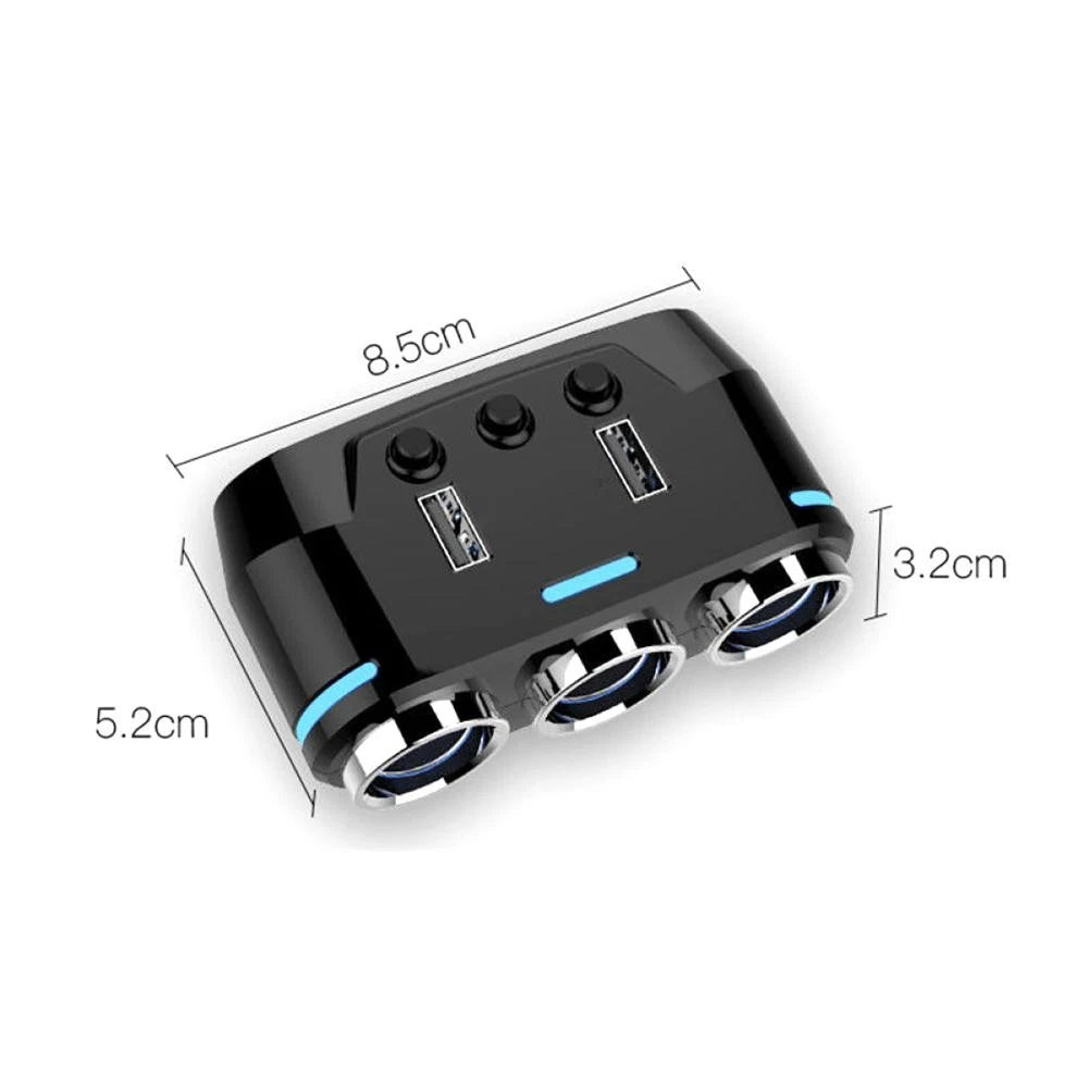 12V-24V Power Adapter Cigarette Lighter Socket Splitter Dual USB Car Charger
