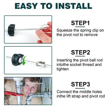 Bathroom Sink Stopper Replacement Kit - Lavatory Pop Up Center Piece Whtie