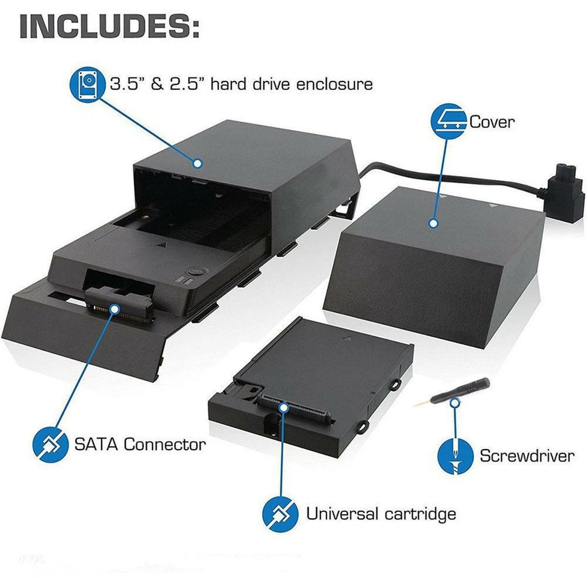 2.5in 3.5in Hard Drive External Box Expansion Case with LED Indicator For PS4