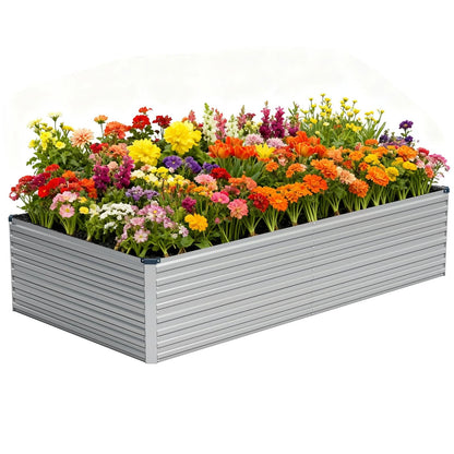 Vengarus 8x4x2ft Galvanized Raised Garden Bed,Metal 8x4x2 ft, Silver