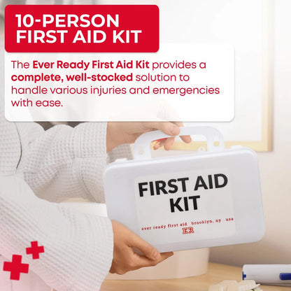 10 Person First Aid Kit - OSHA and ANSI Class A Compliant, Fully stocked...