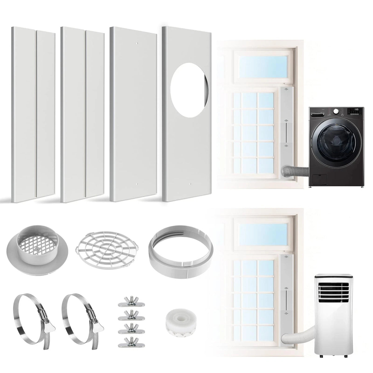 Dryer Vent Window Kit, Kit for Max 63" Grey