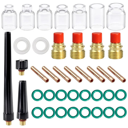 TIANLYLIN 40pcs TIG Gas Lens Collet Body & #4 ~ #12 Glass Cup Kit DB SR WP 9...