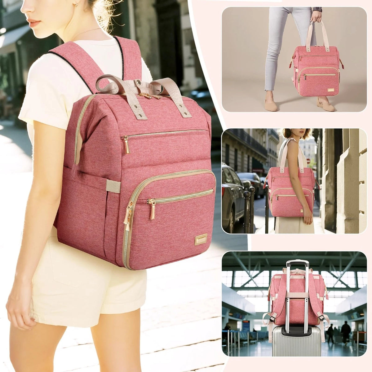 LTINVECK Nail Polish Organizer Case Backpack 15 x 13.8 x 11 inches, Pink