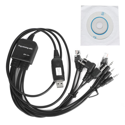 8 in 1 USB Programming Cable+Software CD For Motorola Baofeng Kenwood HYT Radio