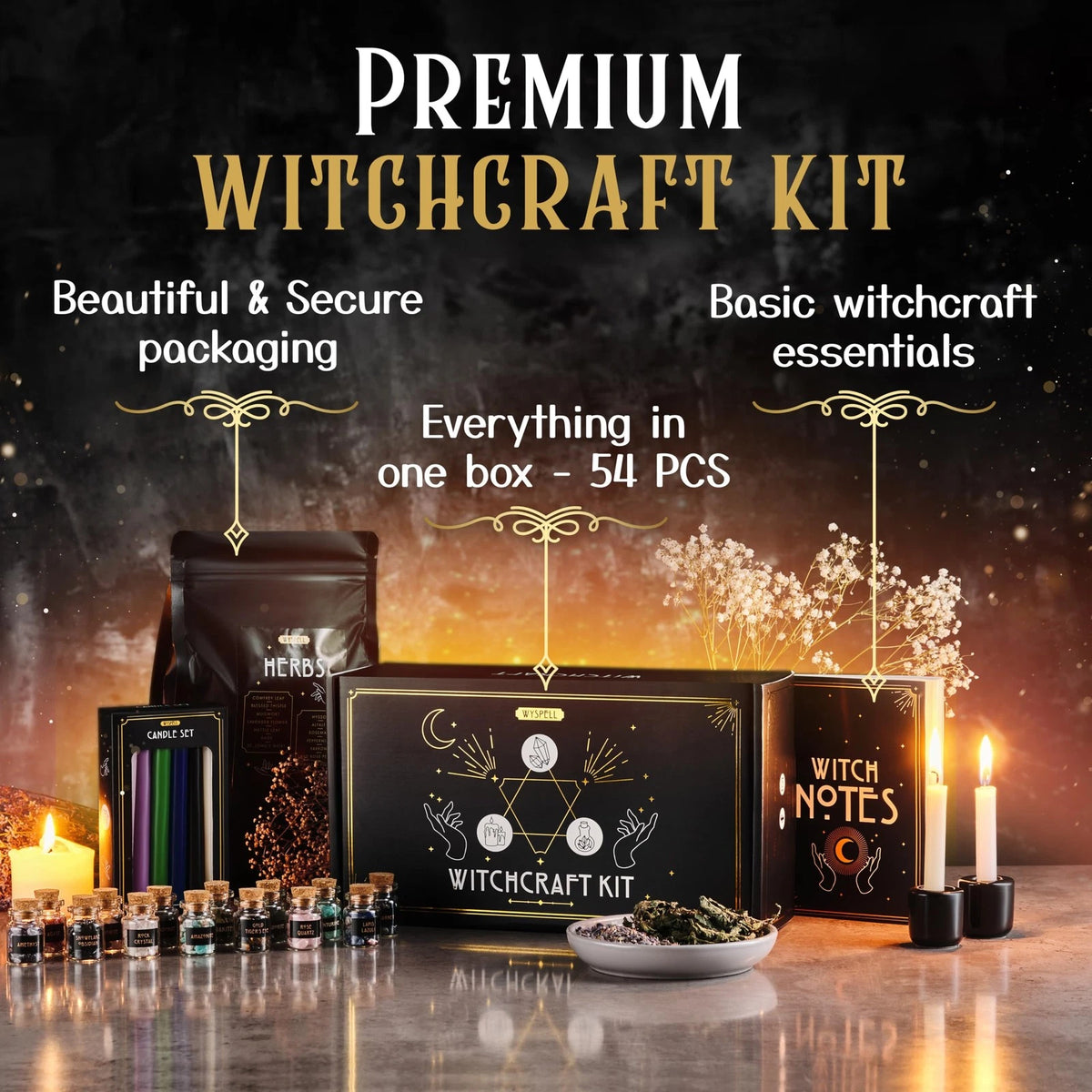 Wyspell Witchcraft Supplies Kit - 54PCS - Kit, Multicolor