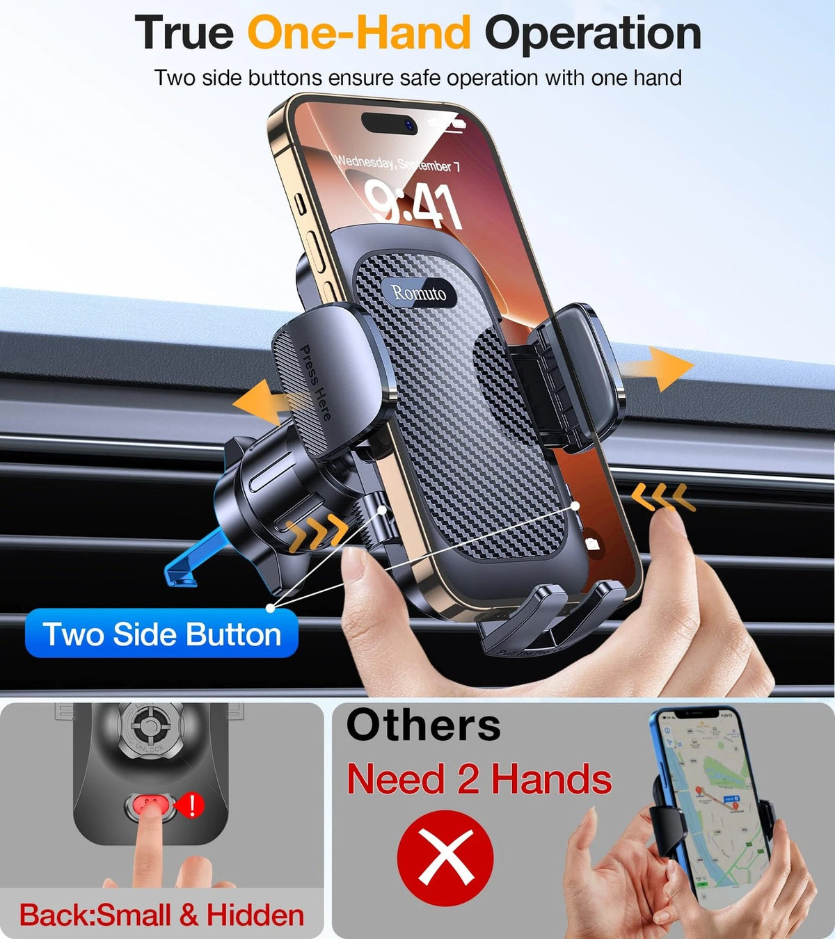 Phone Holders for Your Car Holder Mount【Super Suction】Cell Dark Black