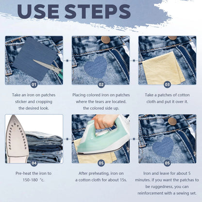 Iron on Jean Patches for Clothes,25PCS Denim Repair Blue&Black