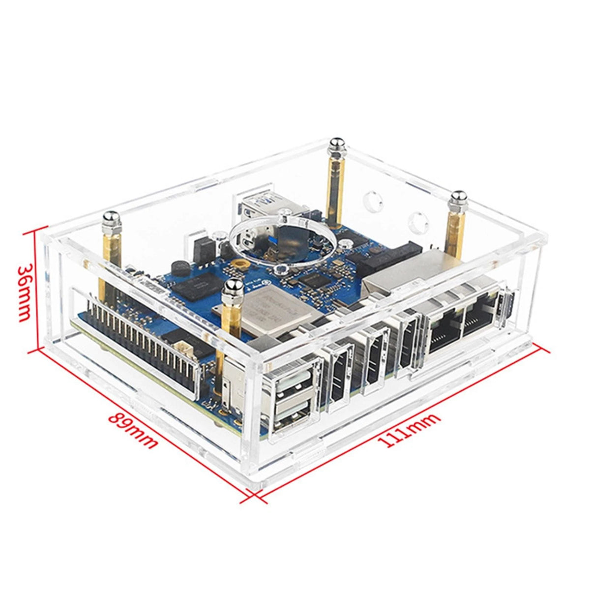 Acrylic Transparent Enclosure Case House W/ Cooling Fan For Orange Pi 5 Plus j