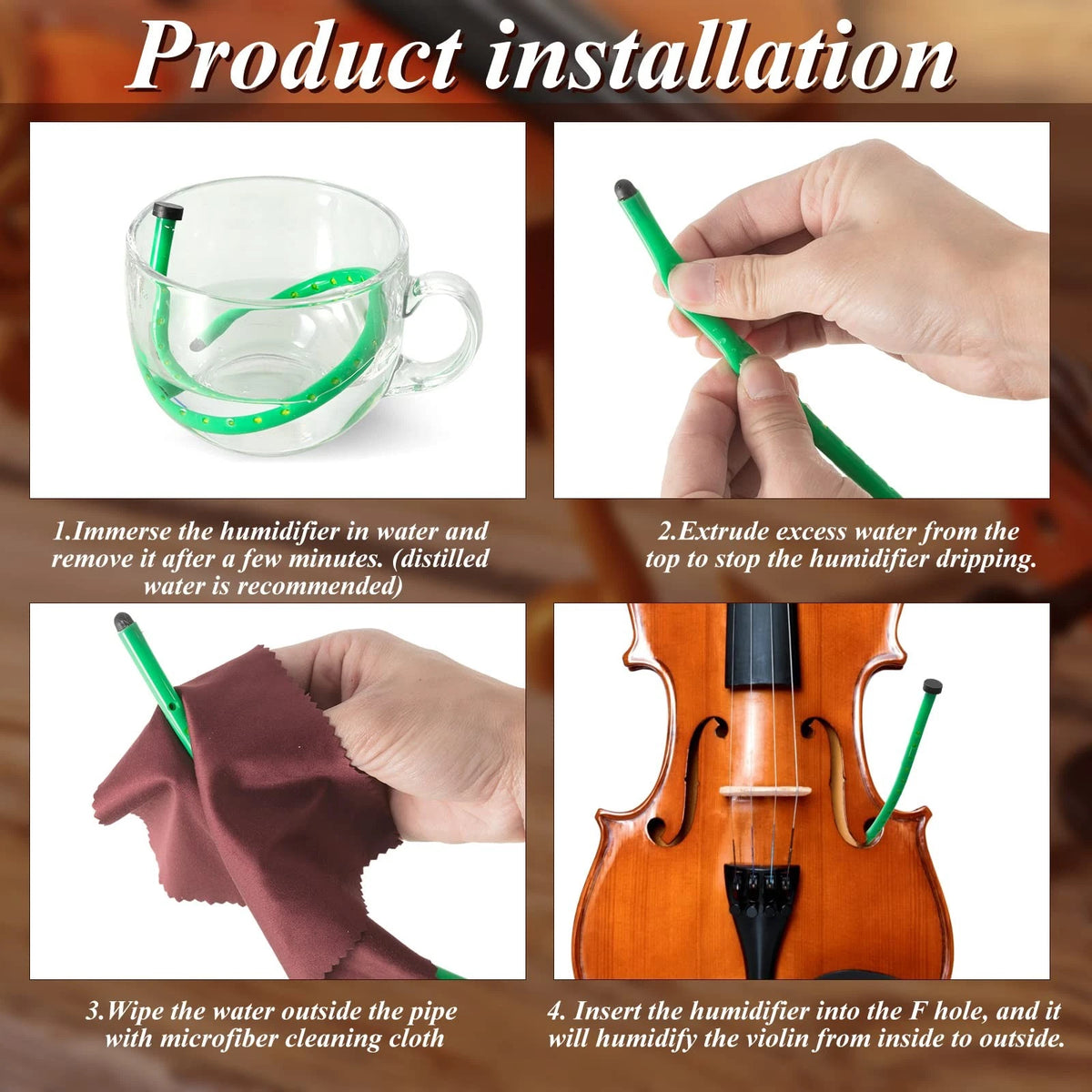 4 Pcs Violin Humidifier Instrument Accessory One Size, Blue, Green