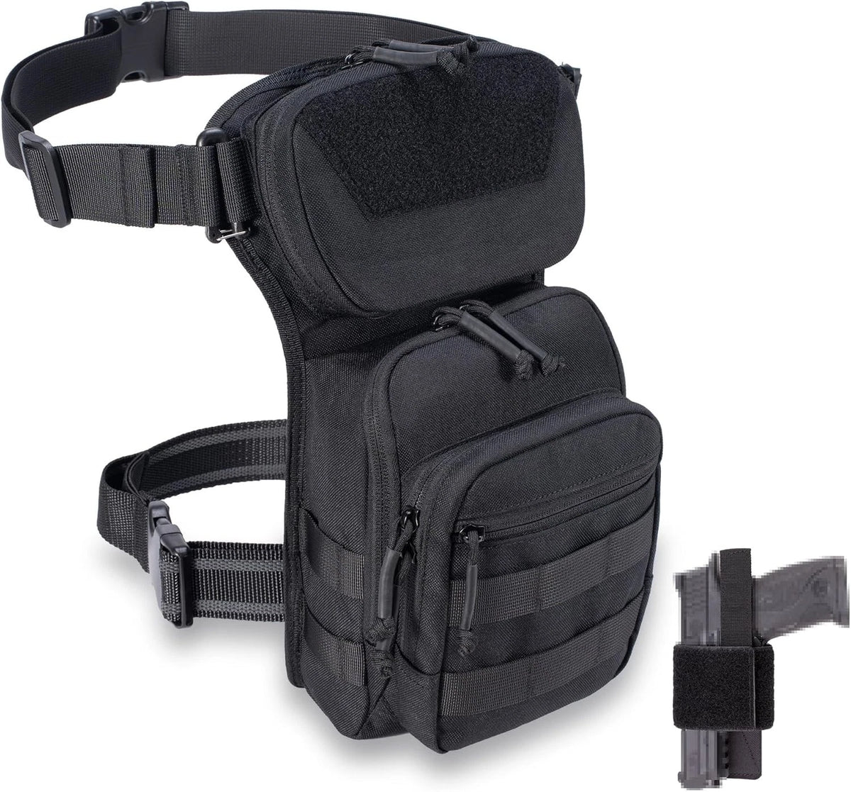 Tactical Drop Leg Bag Utility Pouch Molle Pack for Outdoor Motorcycle Black