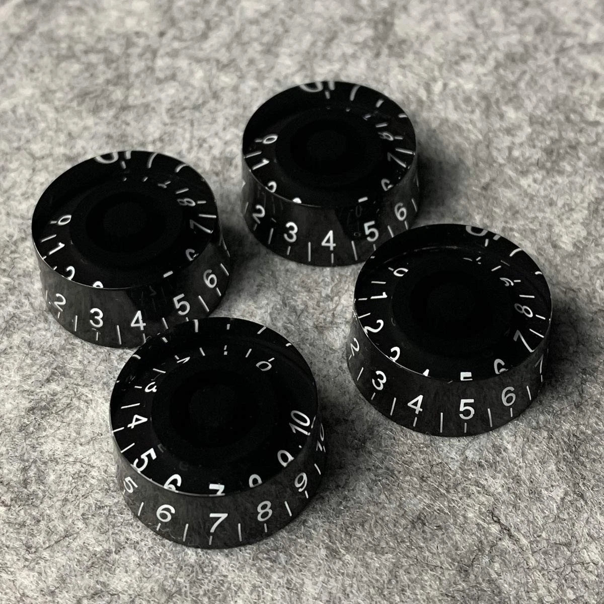 FLEOR 4pcs Black Guitar Knobs Top Hat Volume Tone with White Scale