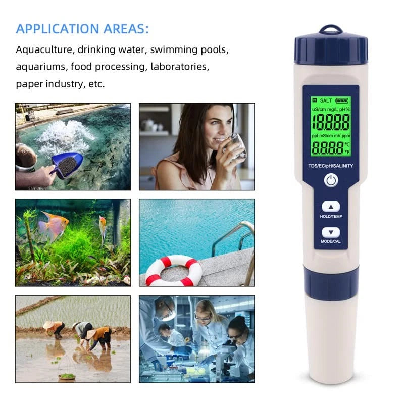 Pool Salt Tester & PH Meter, Hofun Digital Salinity Meter and for...