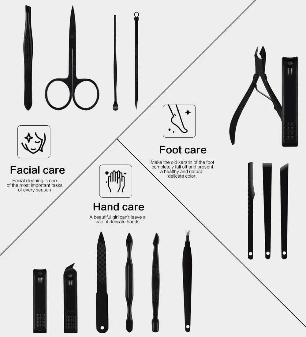 Nail Clippers Sets High Precisio Stainless Steel 15 Piece Set, Red