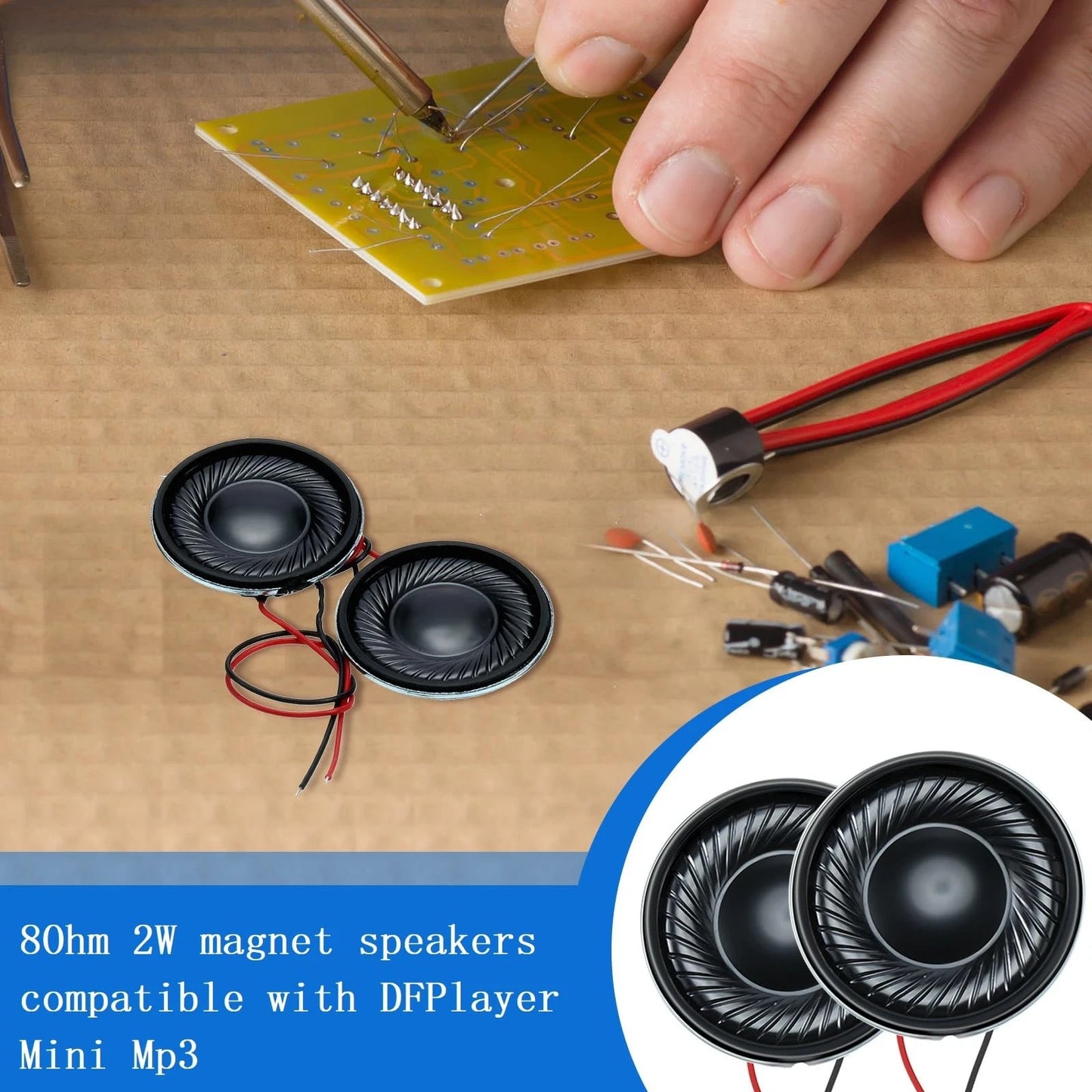 Weewooday 6 Pcs 2W 8 Ohm Small Speakers Metal Shell Round Internal [PICTURE]