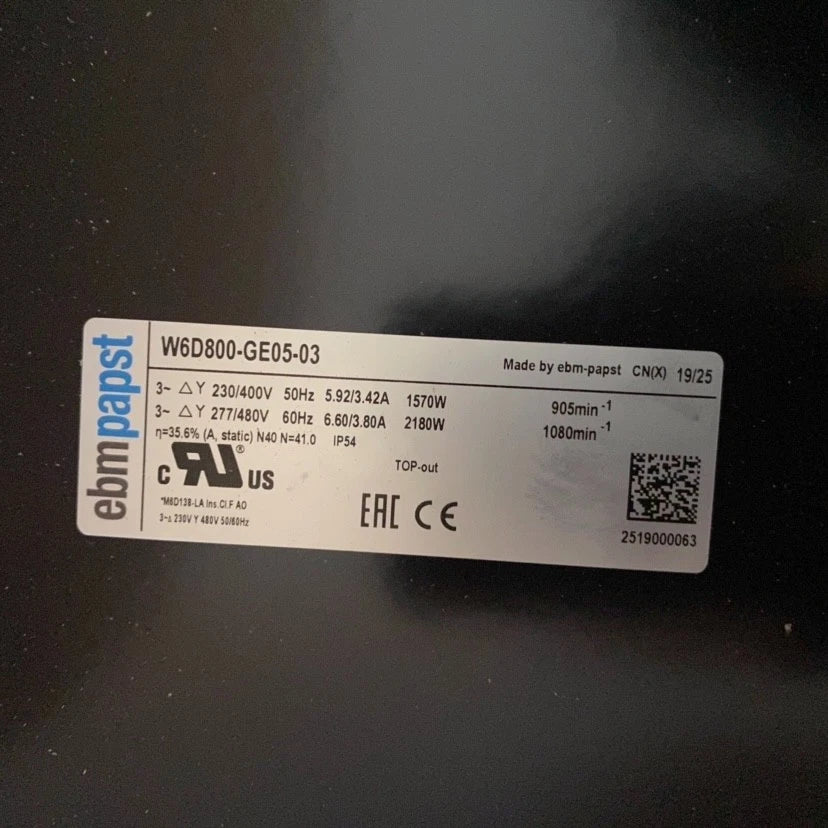 W6D800-GE05-03 Ebmpapst IP54 Axial Fan 400VAC 31.5 in / 800mm 1570W Dry Cooler