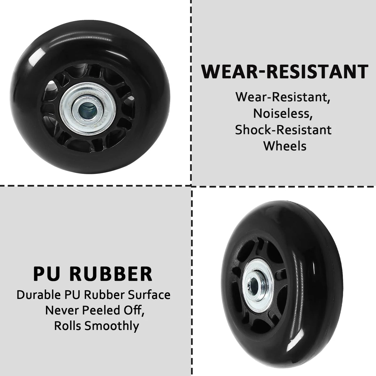 Suiwotin 2pcs 68 x 24mm Luggage Wheels, Black Rubber 68 x 24mm-2pcs,