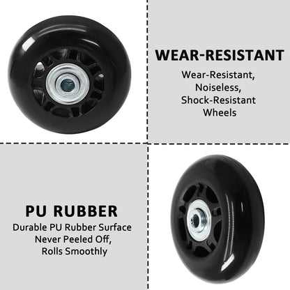 Suiwotin 2pcs 68 x 24mm Luggage Wheels, Black Rubber 68 x 24mm-2pcs,